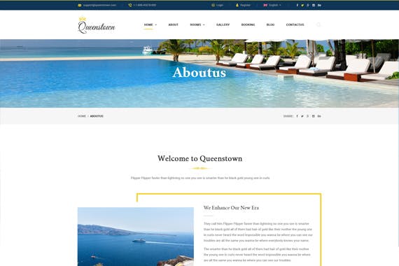 品牌酒店预订网站设计PSD模板 QueensTown : Hotel Booking PSD Template插图(2)