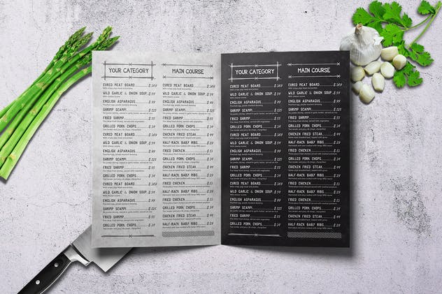 复古老式A4菜单设计PSD模板 Vintage A4 Food Menu Design – 10 Pages插图(5)