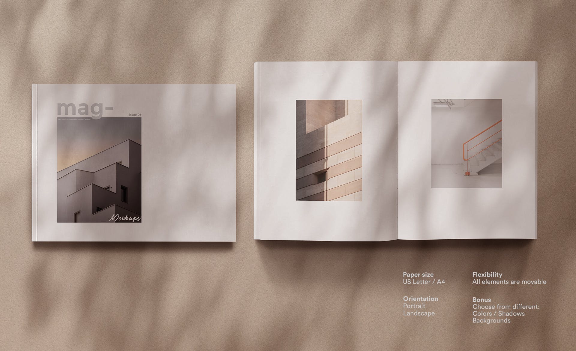 杂志封面设计效果图样机套装v1 Magazine Mockups Kit vol01插图(2)