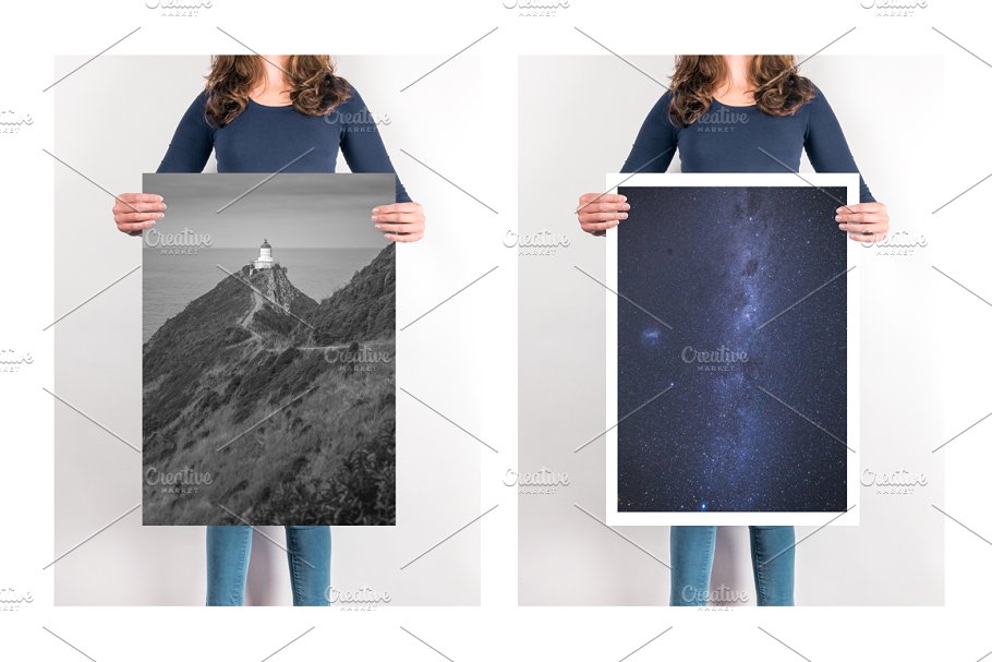 女模特手持作品展示样机 Artwork Presentation Mockup Female插图(1)