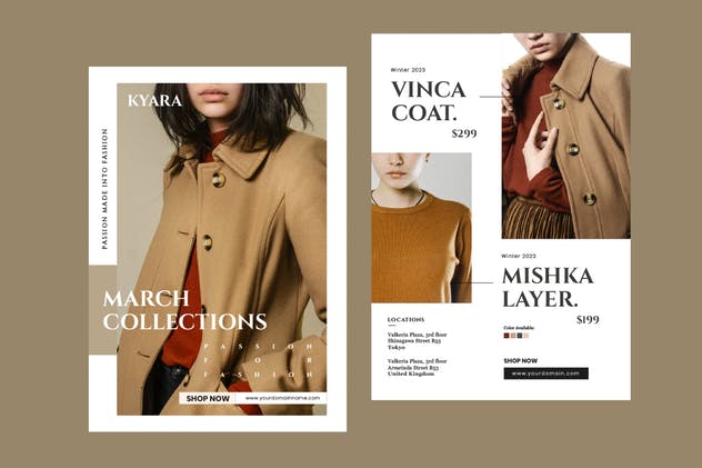 时尚服饰折扣促销广告海报传单模板 Fashion Flyer插图(2)