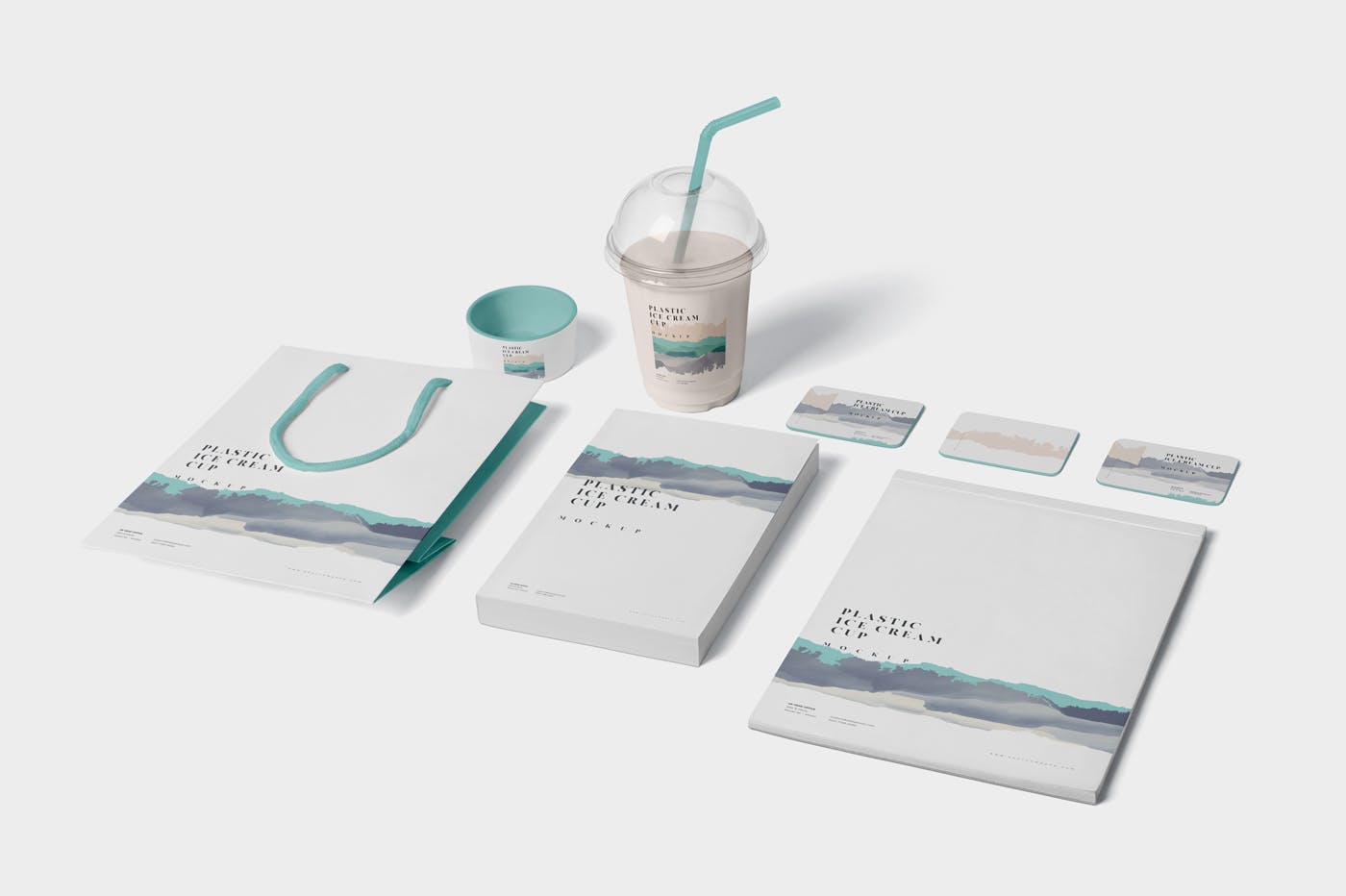 透明塑料冰淇淋杯外观设计样机模板 Transparent Plastic Ice Cream Cup Mockups插图(3)