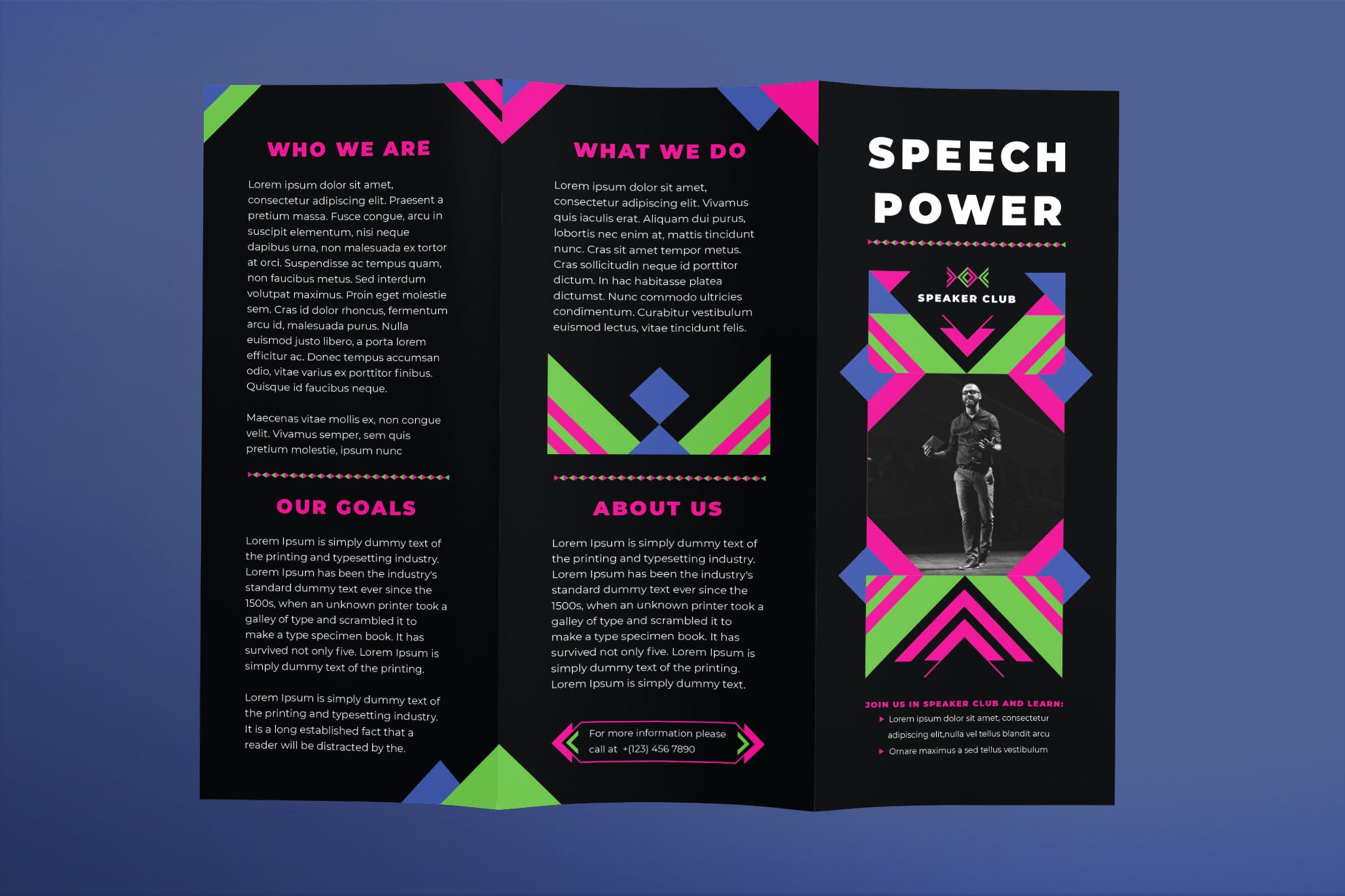 高端酷黑色企业三折页宣传单设计模板 Speaker Brochure Trifold插图(1)