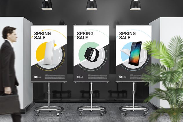 3D展厅橱窗广告海报样机 Poster Mockups插图(7)