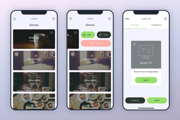 智能家居APP应用场景UI套件 Scenes Smarthome Mobile UI – FP插图(1)