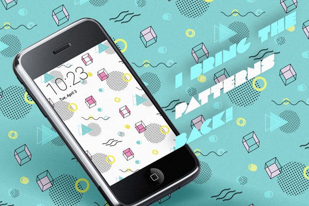 孟菲斯太空元素无缝图案纹理 Memphis Space Seamless Patterns插图(4)