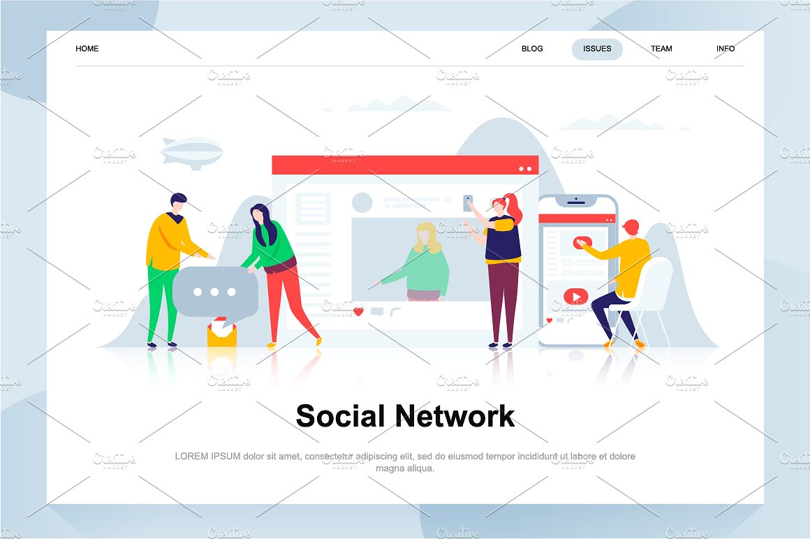现代化扁平设计理念Web仪表盘登录页面模板 Landing Page Templates插图(5)