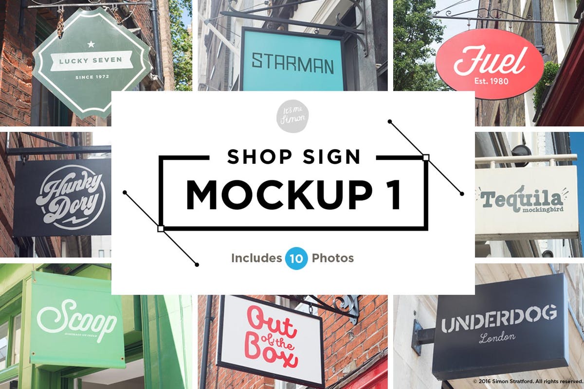 店铺店招广告牌店招样机 Shop sign mockups 1插图