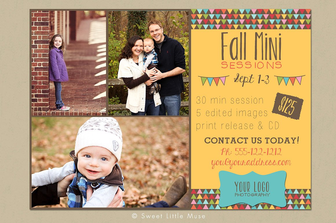 秋天迷你聚会邀请函模板 Fall Mini Session Template插图