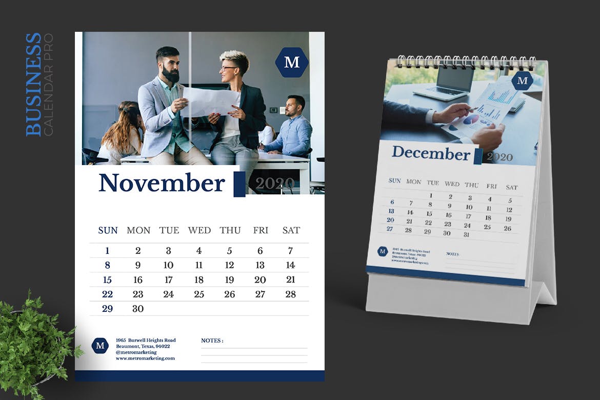 市场营销主题2020年活页台历设计模板 2020 Marketing Business Calendar Pro插图(6)