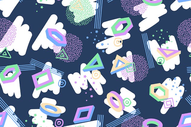 10款复古风格抽象纹理图案 Seamless Patterns in Retro Style Backgrounds插图(8)