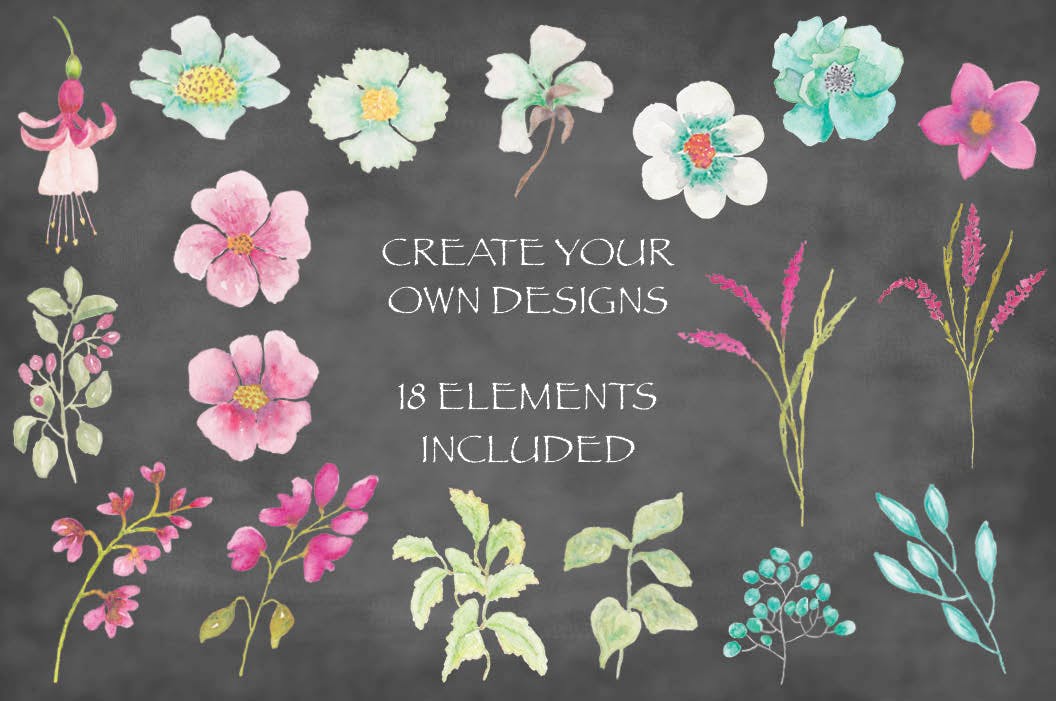 粉红维罗妮卡水彩花卉剪贴画套装 Pink Veronica Watercolor Clip Art Bundle插图(6)