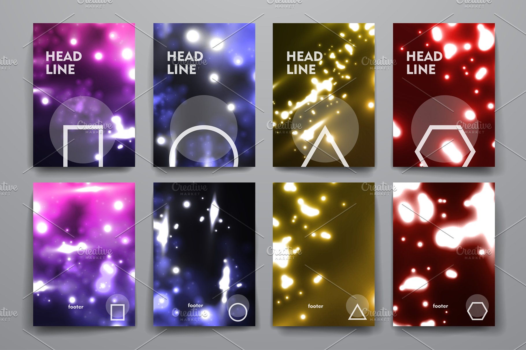 荧光斑驳光点背景画册模板 Set of Abstract Brochures插图(6)