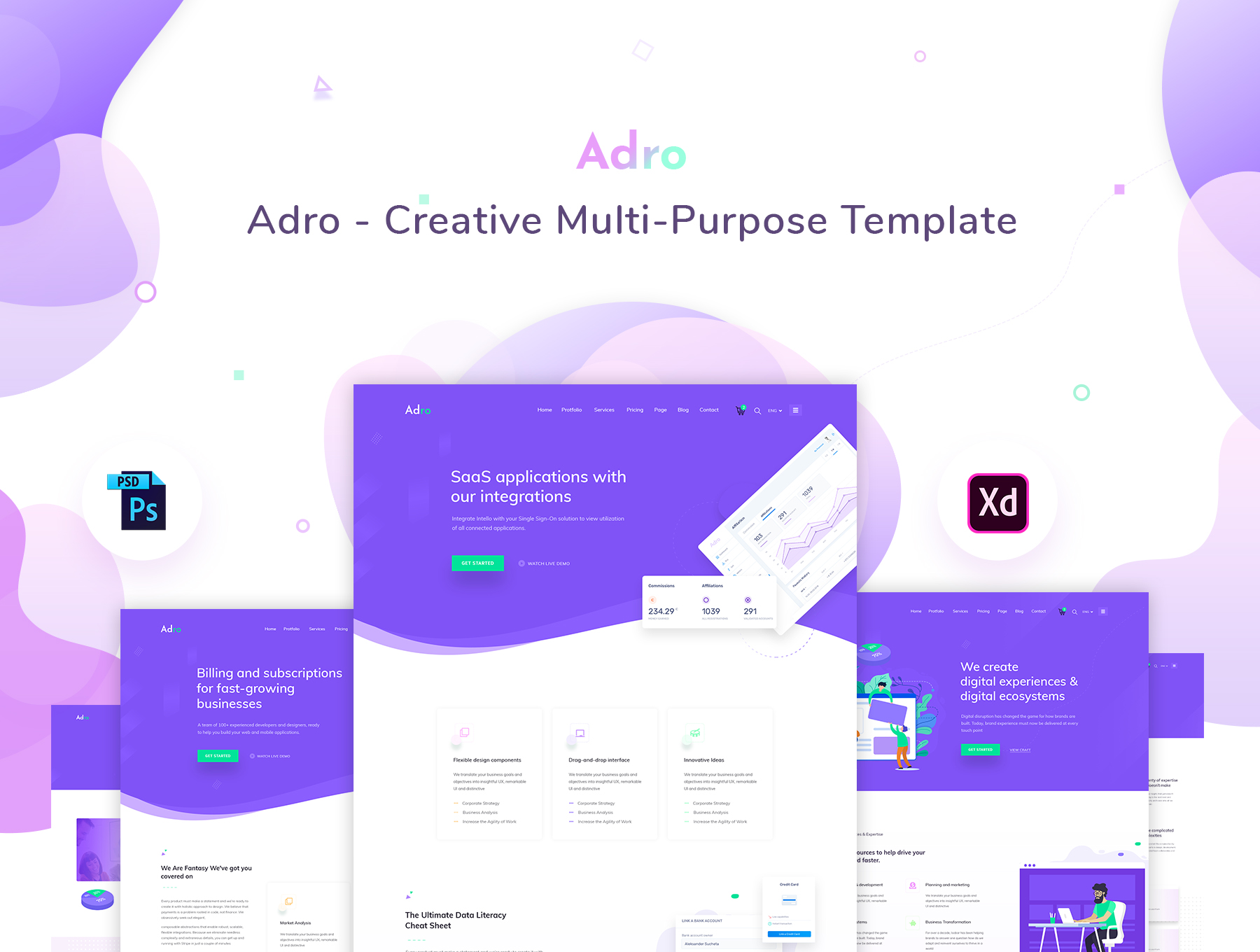 素材库下午茶：有创意的网页模板UI KITS下载[PSD,XD]插图