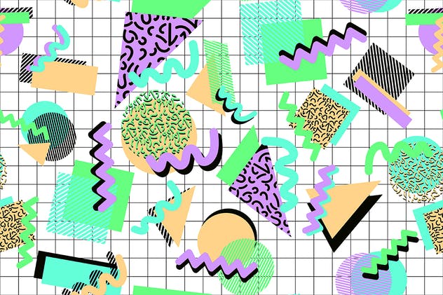 无缝复古时尚多彩印花图案 Seamless Retro Shapes Patterns插图(5)