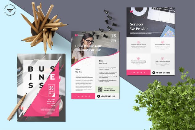 企业宣传通用海报传单设计模板v2 Business Flyer Template插图(1)