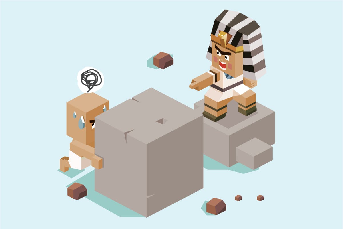 古埃及奴隶搬运场景2.5D矢量插画免费素材 slavery egypt插图