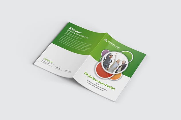 企业简介折页小册子设计EPS模板 Bifold Brochure插图(1)