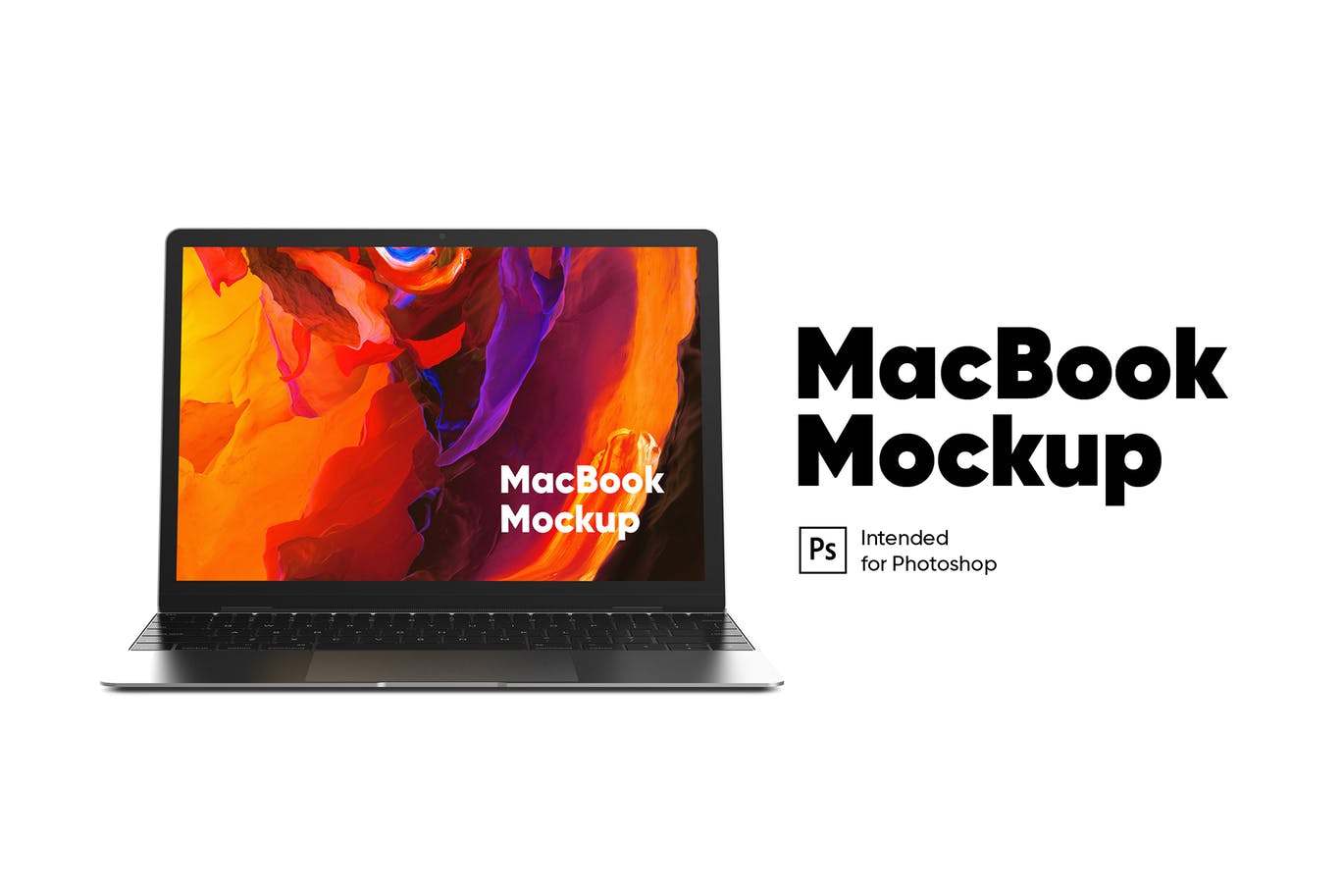 Macbook笔记本电脑屏幕演示前视图素材库精选样机模板 MacBook Mockup front view插图