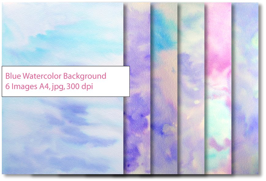 淡蓝色调水彩肌理 Blue Watercolor textured background插图