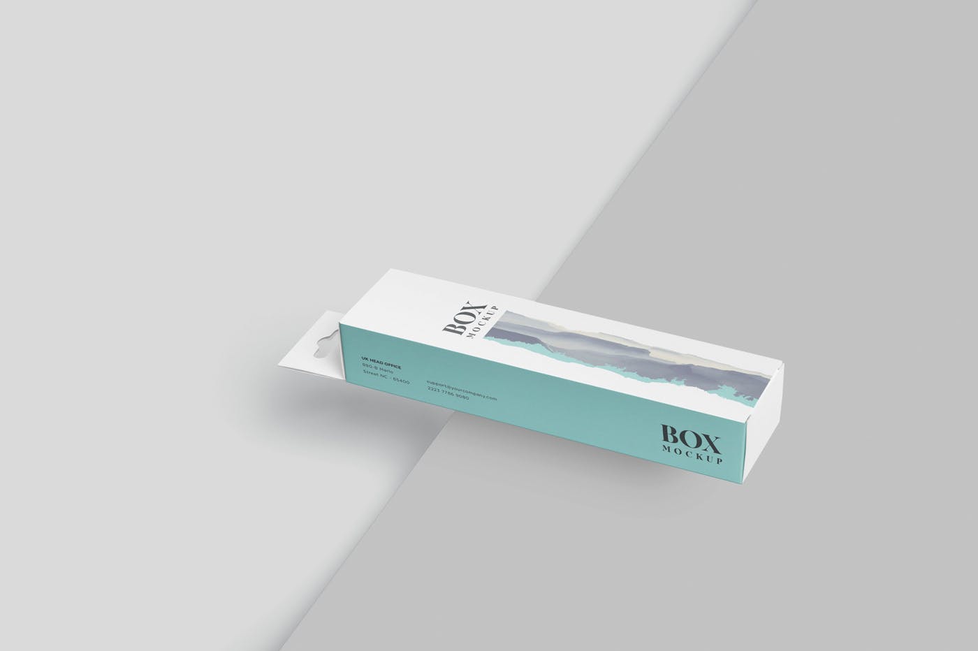 超薄矩形长条包装盒外观设计效果图素材库精选 Box Mockup PSDs – High Slim Rectangle Size Hanger插图(5)