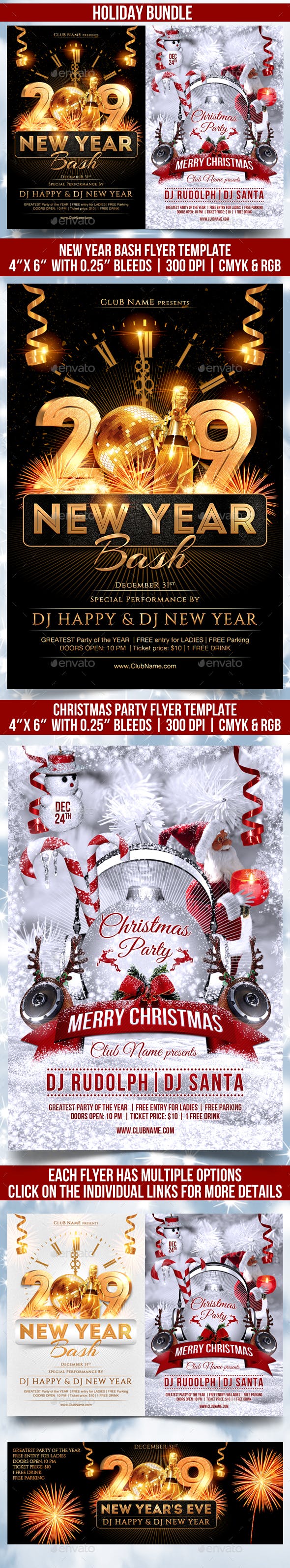 高品质的假日（圣诞节&新年）海报模板合辑 Holiday Bundle [psd]插图