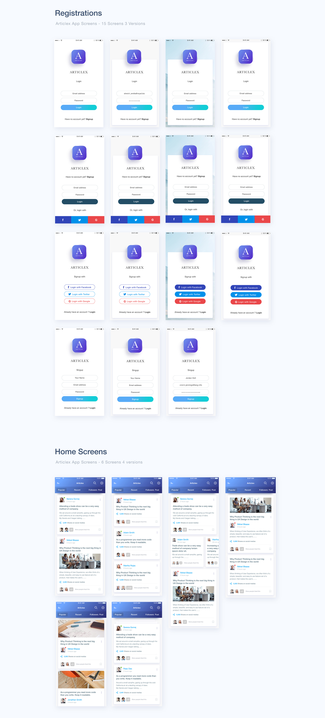 多功能多用途 APP UI 套件 Articlex Multipurpose iOS Ui Kit（75+界面模板，for Sketch）插图(1)