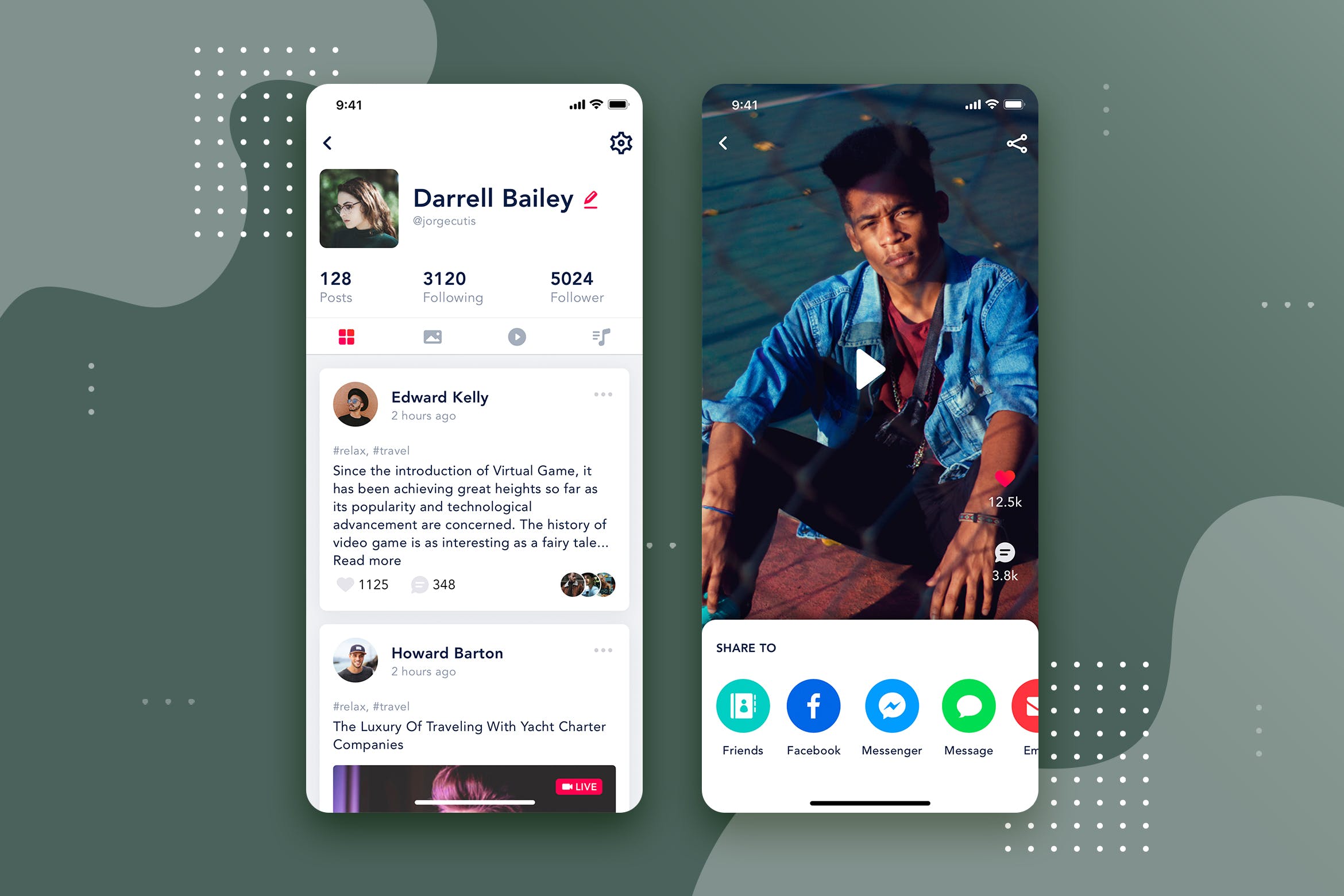 社交APP个人中心界面设计模板v3 User Profile mobile interface concept插图
