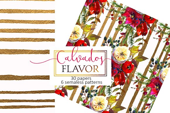 圣诞花饰纸张图案纹理素材 Christmas floral paper pattern pack插图(3)