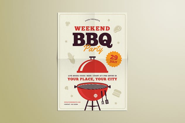 烧烤派对传单模板 Barbeque Party Flyer插图(3)
