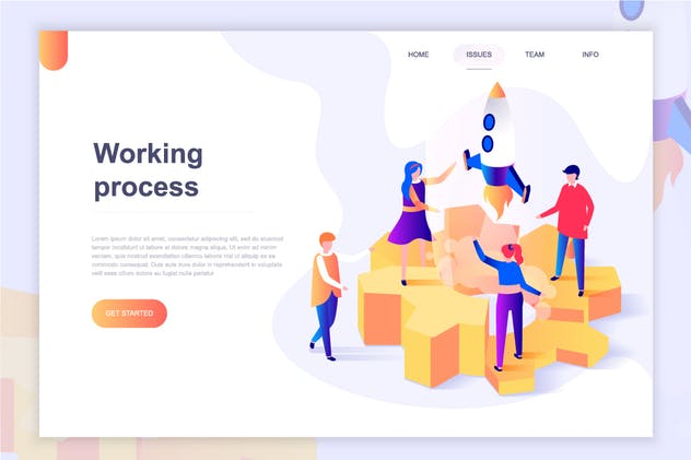 扁平设计风着陆页等距概念插画 Landing Page Templates Isometric Concept插图(7)