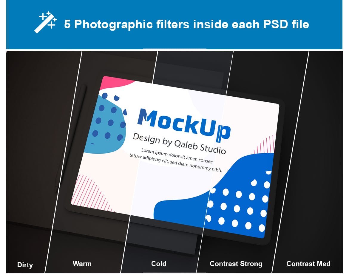 酷黑背景iPad平板电脑UI设计屏幕预览素材库精选样机模板 Dark iPad Pro V.2 Mockup插图(1)