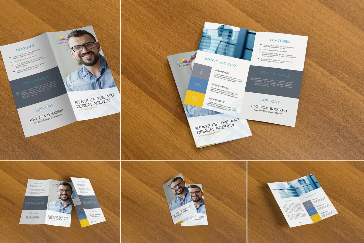 5款双折页广告传单样机模板 5 Bifold Flyer Mockups插图