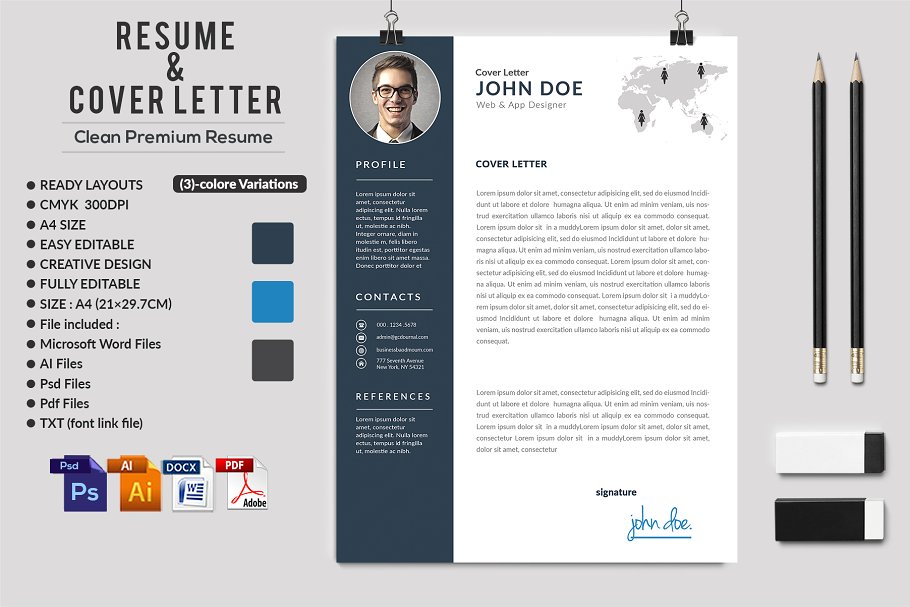 经典实用黑白色简历模板 Resume插图(1)