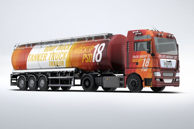 半挂车半挂卡车外观喷漆图案样机模板 Trucks Mock-Up插图(2)