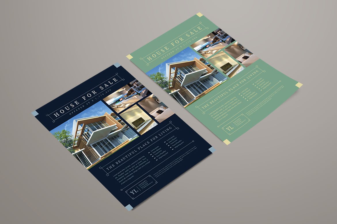 房地产销售租赁海报传单设计模板 Vintage Real Estate Flyer插图(5)