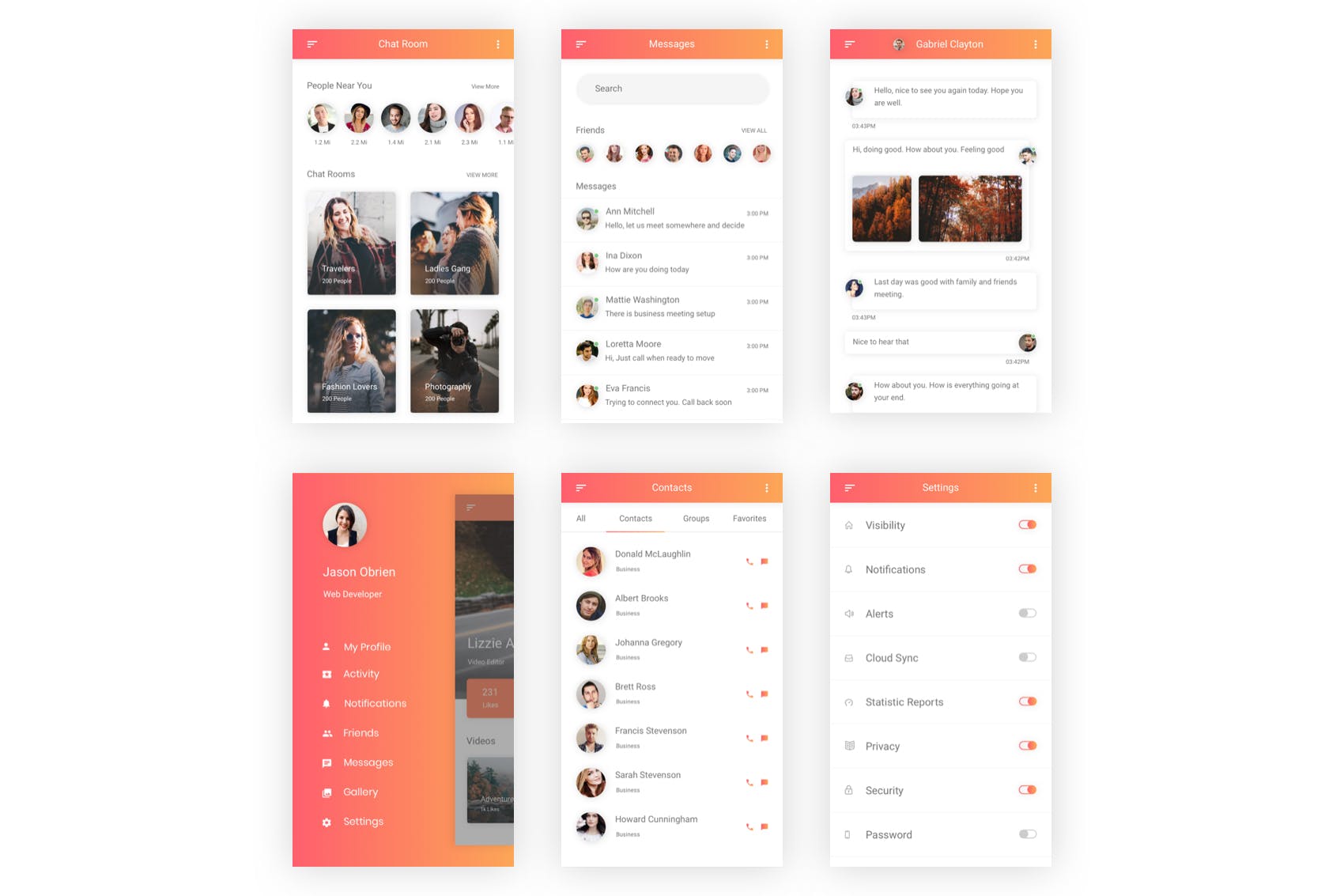 社交APP交友应用UI界面设计PSD模板 Sparsh – Social Media Mobile App for Photoshop插图(8)