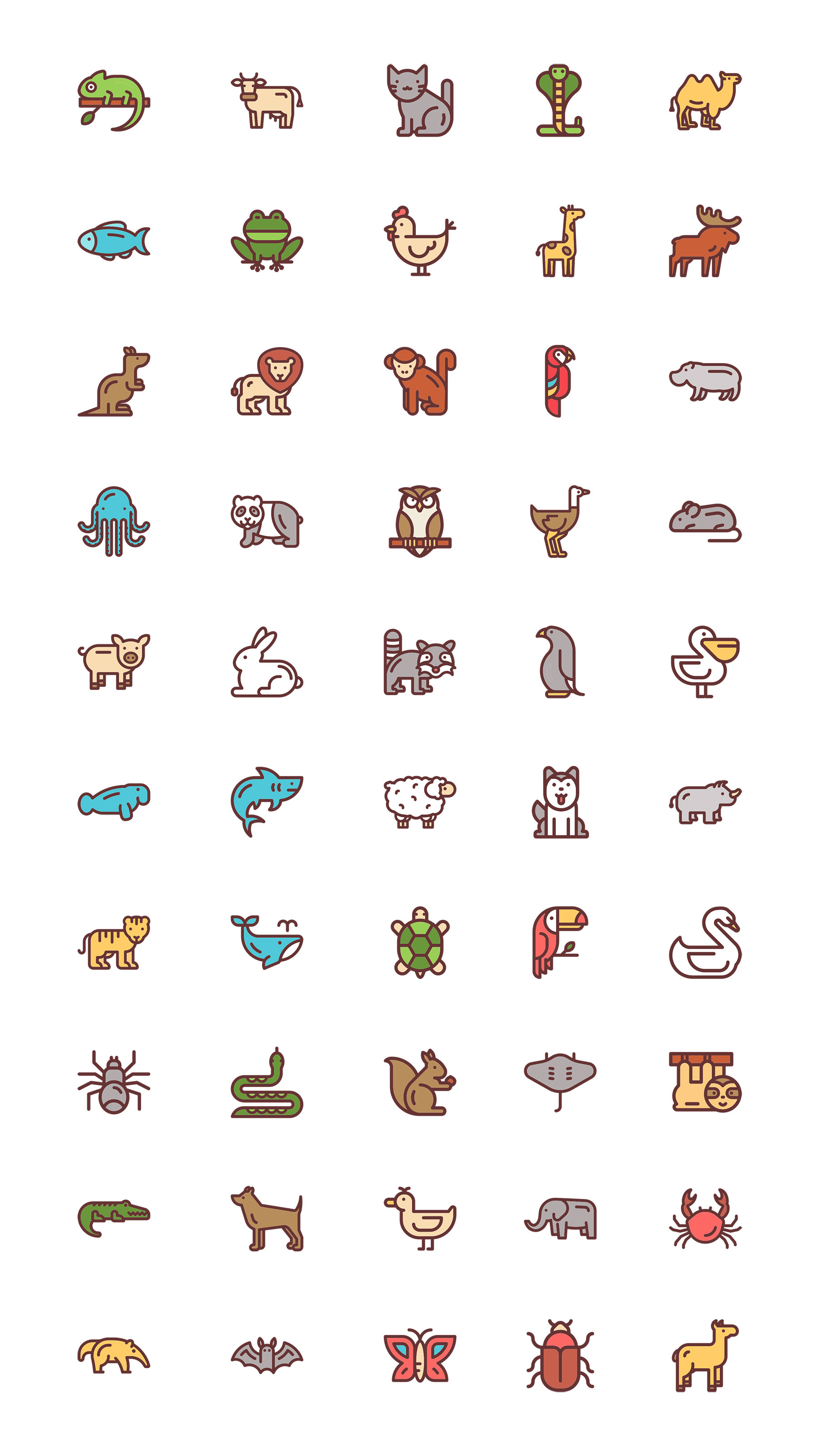 50 枚动物线性图标