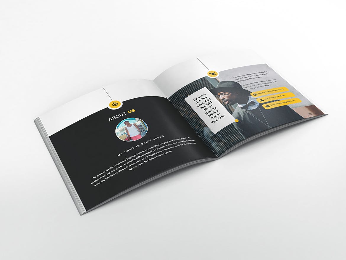 顶尖人才方形个人简历画册设计模板 Atery Resume CV Square Brochure Template插图(2)