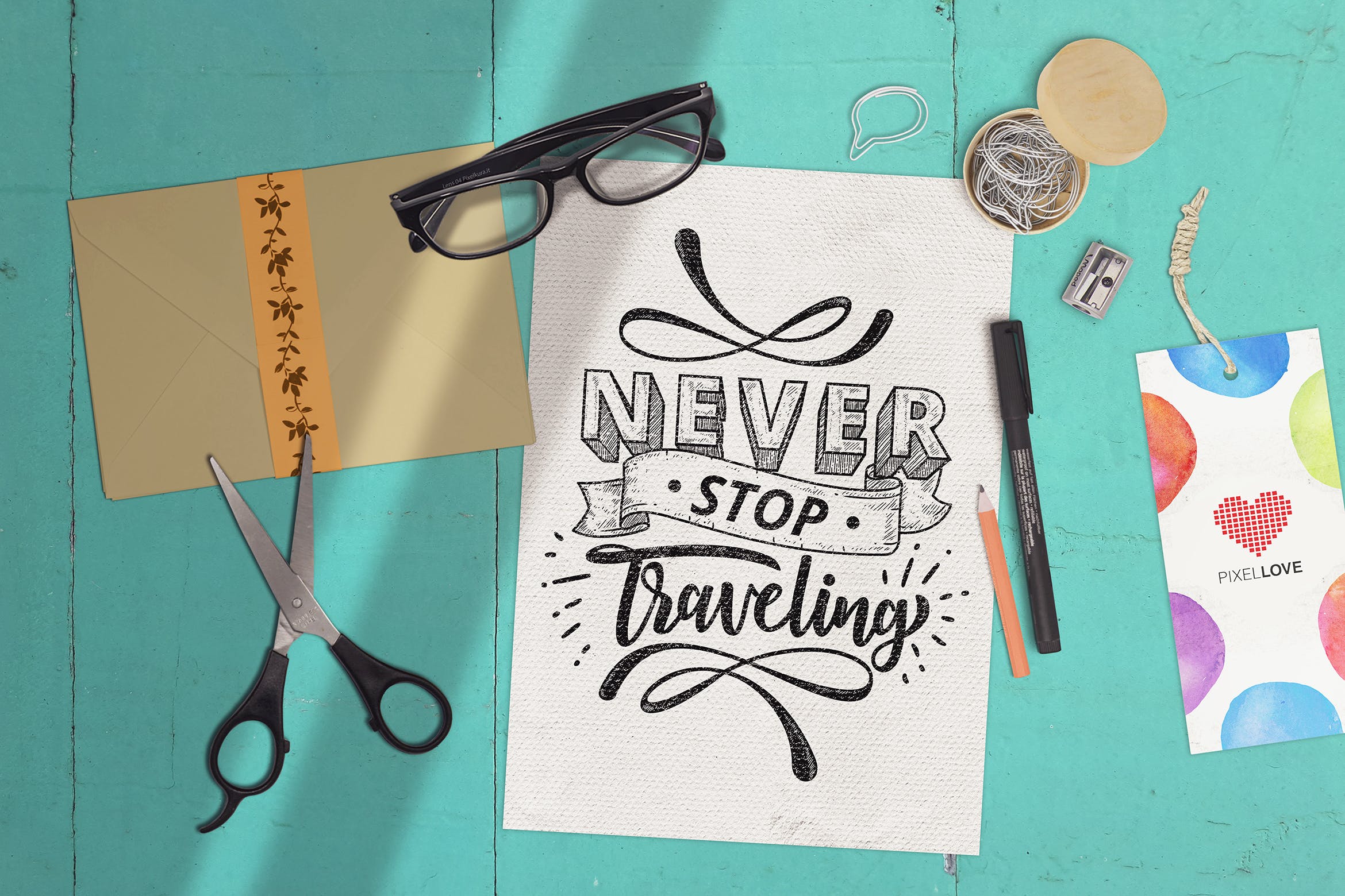 海报手绘设计创作场景样机模板 Poster Scene Creator插图