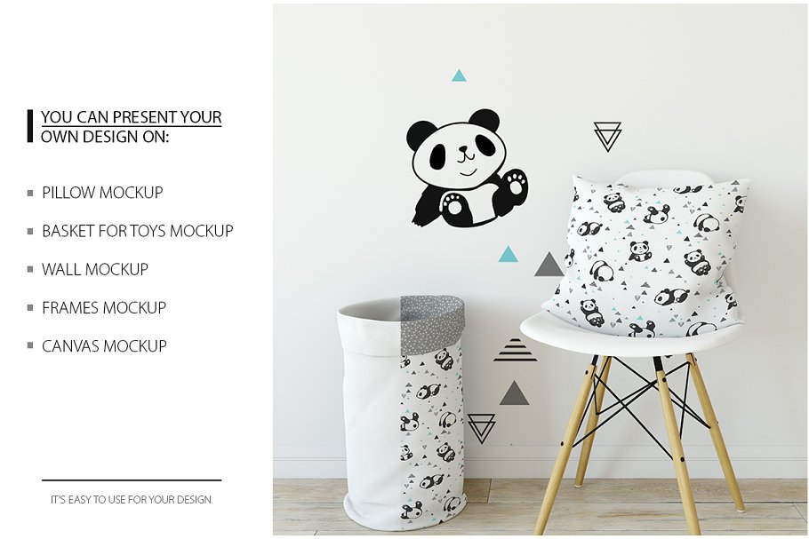 儿童室内织物样机模板 KIDS Interior Fabric Mockup Pack – 1插图(4)