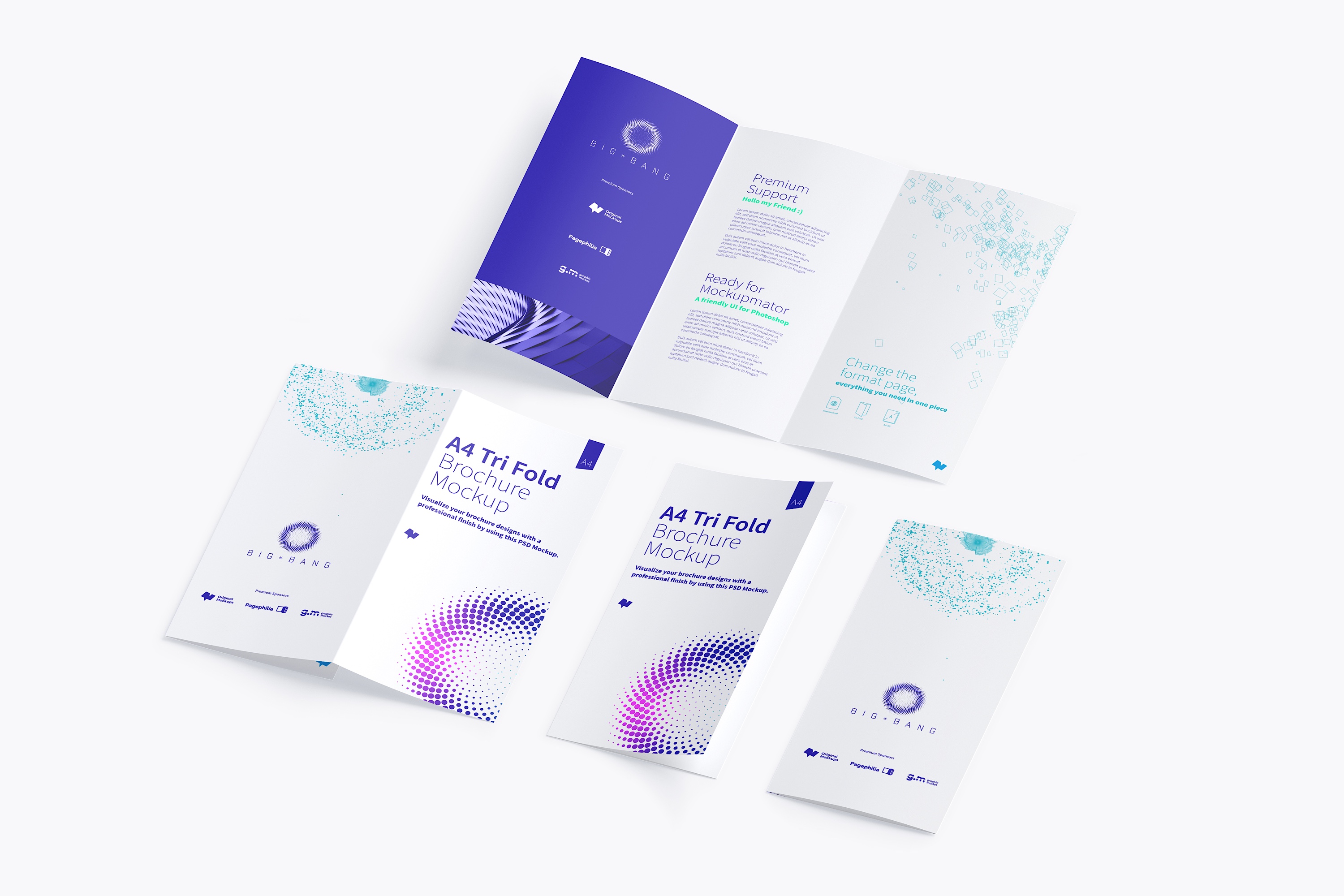 A4大小三折页企业宣传传单设计效果图样机模板05 A4 Trifold Brochure Mockup 05插图