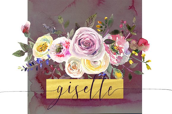 黄色粉色水彩花卉剪贴画合集 Watercolor Pink Yellow Flowers插图(9)