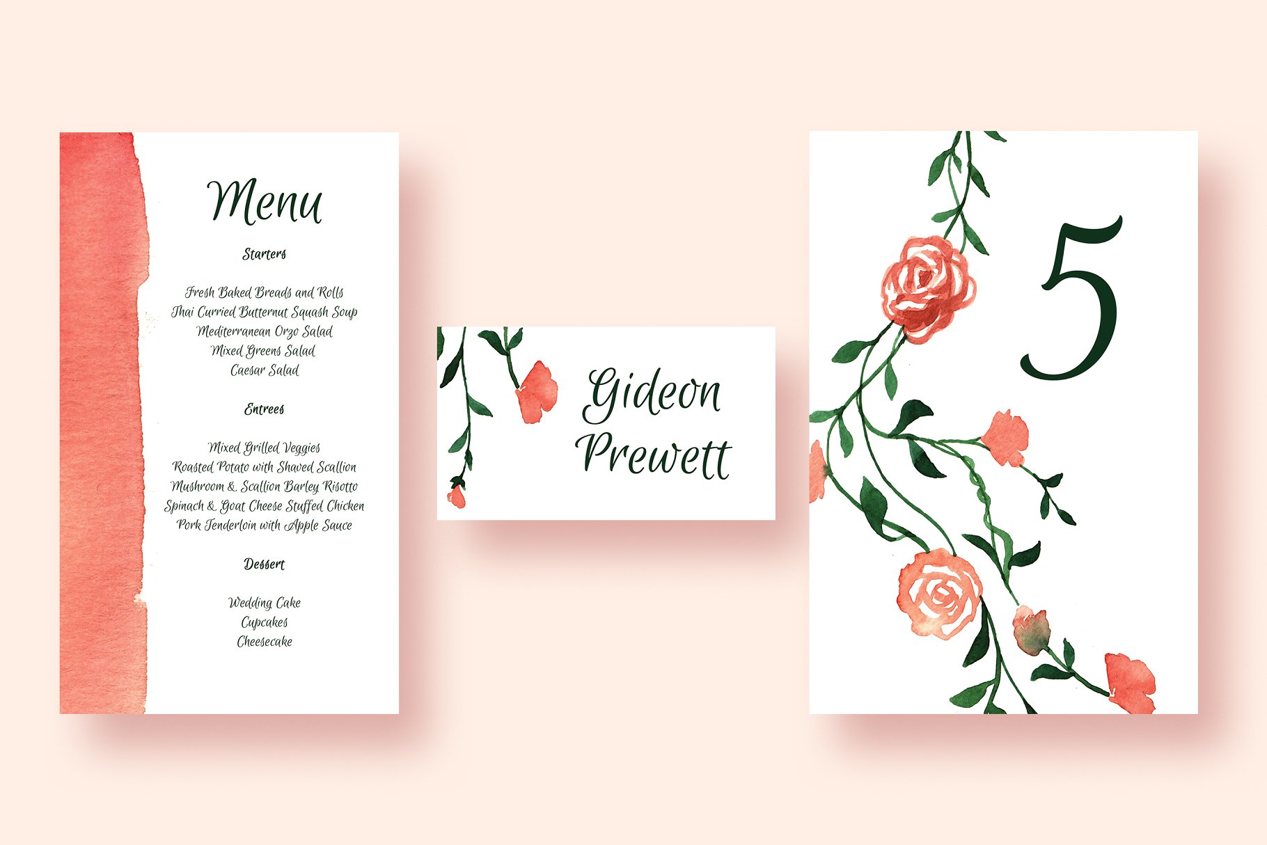 花卉藤边婚礼邀请函设计模板套装2.0 Flower Garland Wedding Suite 2.0插图(3)