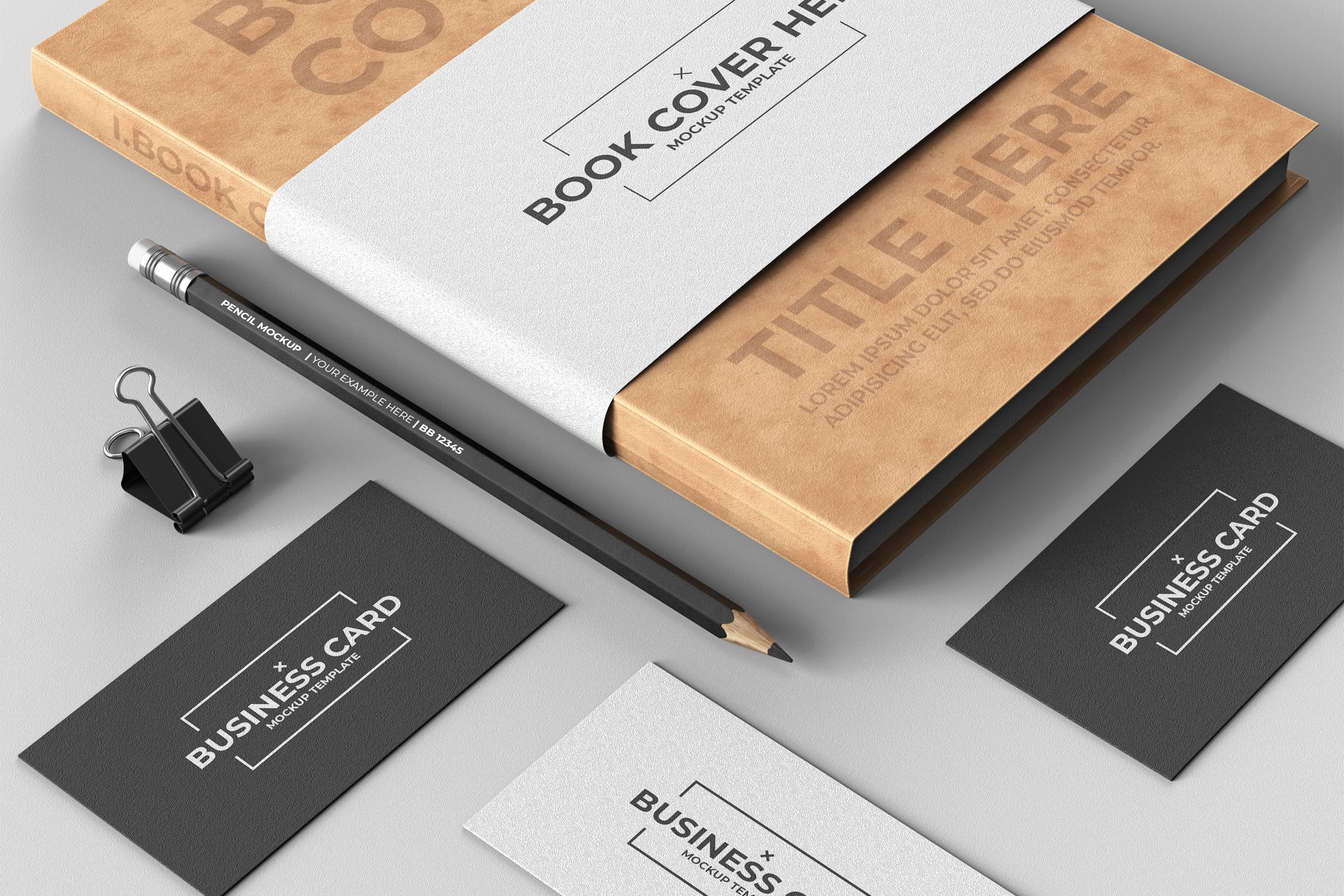 企业品牌设计效果图办公用品样机模板 Corporate Stationery Mock-Up Template插图