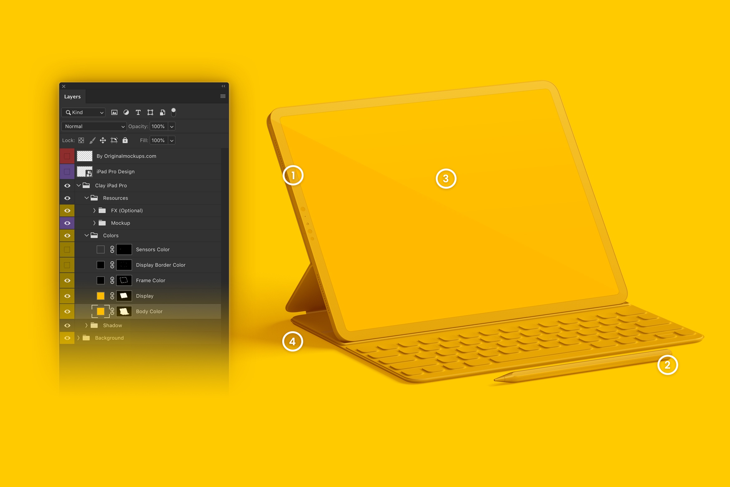 附带键盘的iPad Pro平板电脑屏幕演示样机模板 Clay iPad Pro 12.9” Mockup, With Key Board插图(5)