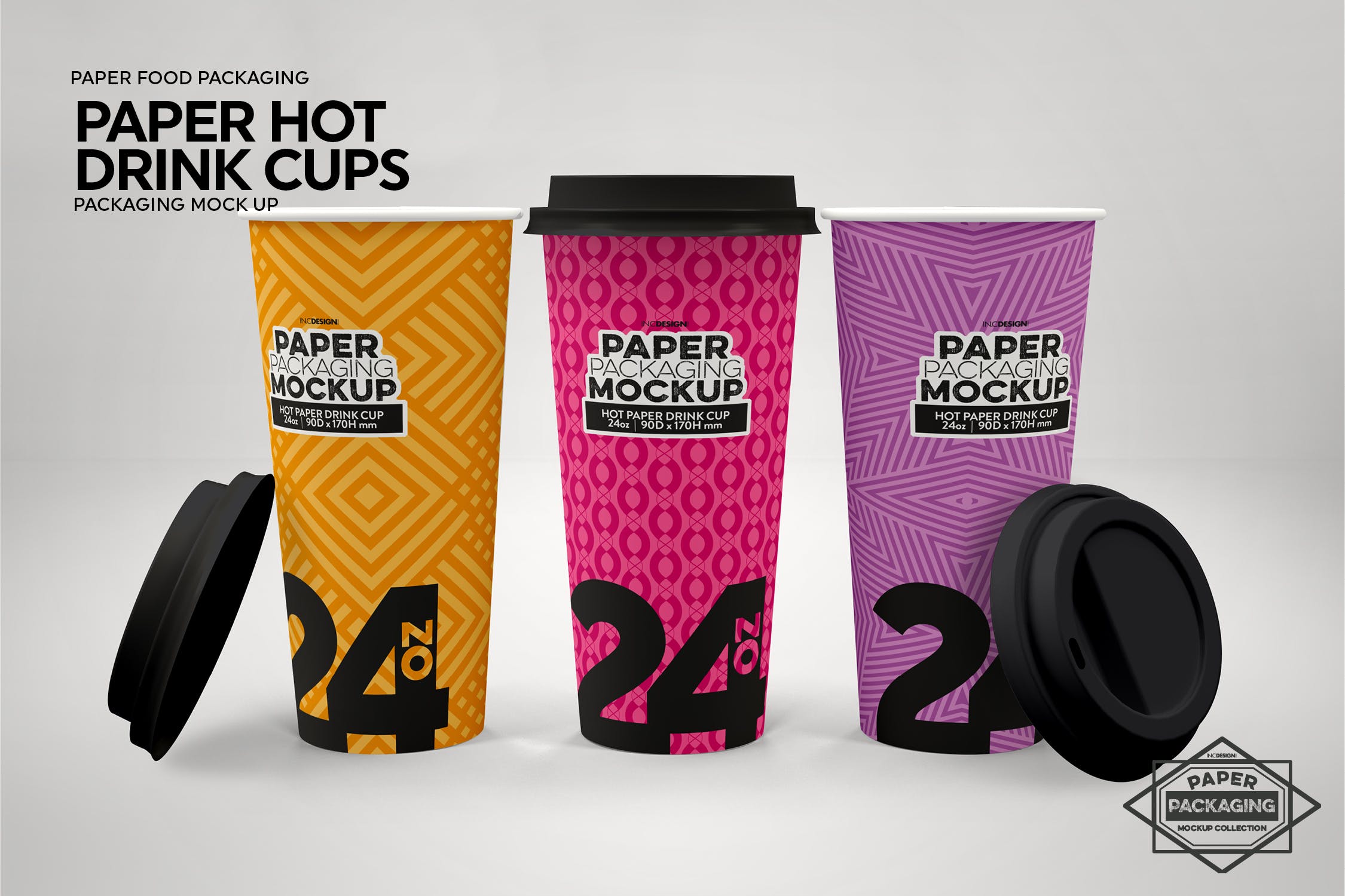 热饮一次性纸杯外观设计素材库精选 Paper Hot Drink Cups Packaging Mockup插图(4)