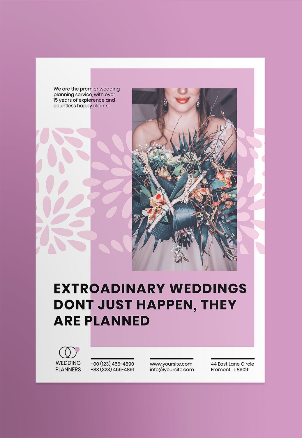 婚礼策划婚宴邀请迎宾海报设计模板 Wedding Planner Poster插图(1)