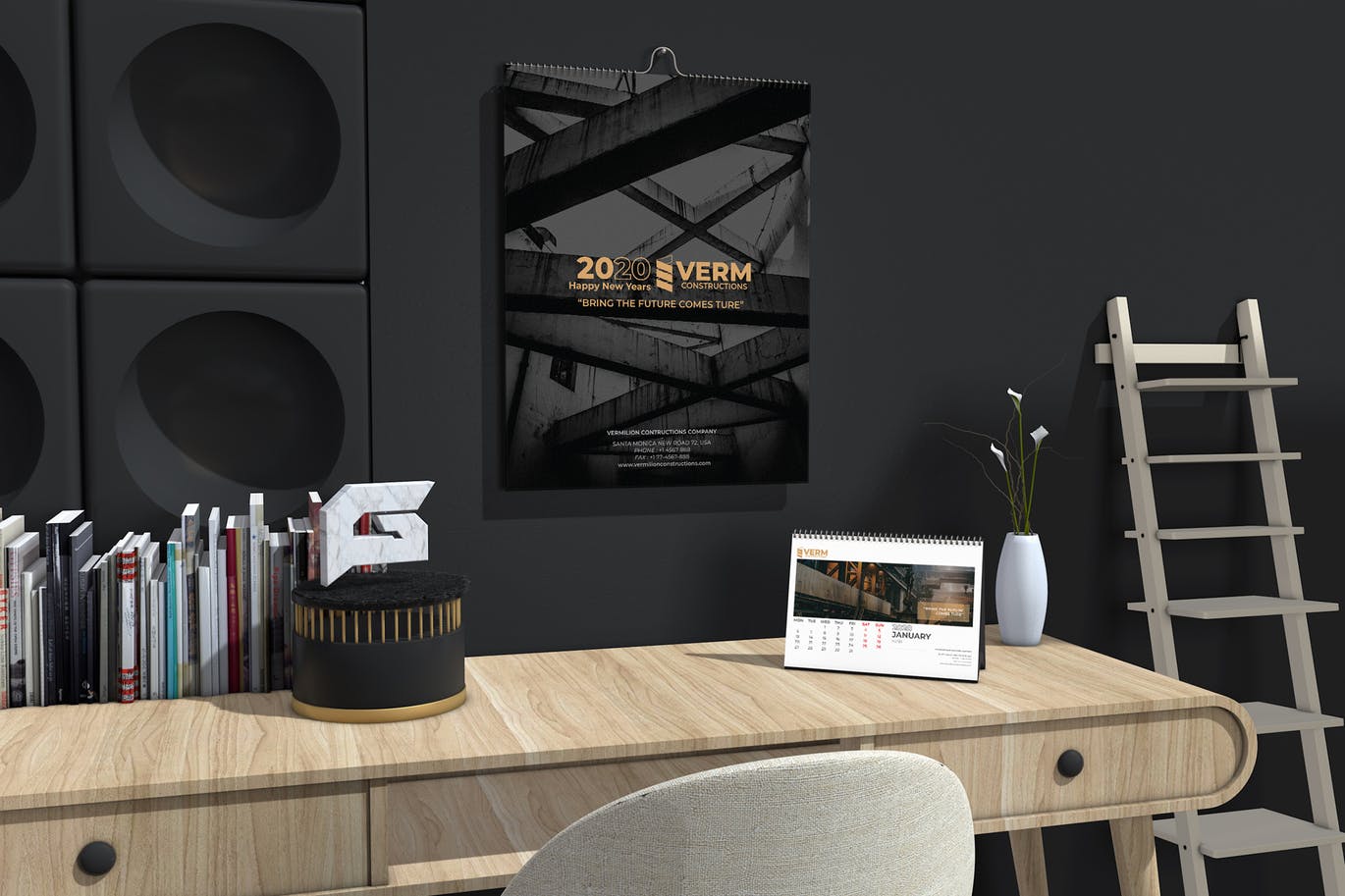 2020年建筑主题台历&挂墙日历表设计模板 Construction Wall & Table Calendar 2020插图