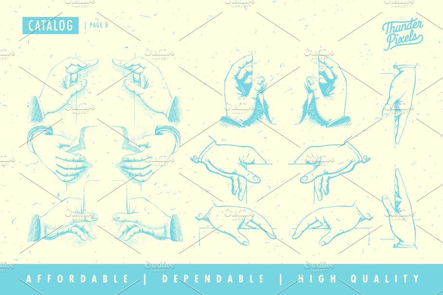 复刻维多利亚时代雕刻风格手势插画 Hand Pointers & Indexes – BRMV 01插图(9)